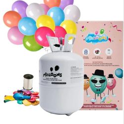 Airloons 9.5in Standard Helium Balloon Kit - Disposable Portable Helium Tank for Balloons at Home - Includes Helium Tank, 30 Latex Balloons
