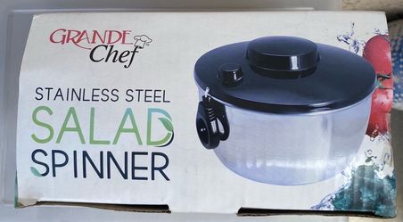 Grande Chef 5-Quart Stainless Steel Salad Spinner – Silver & Black