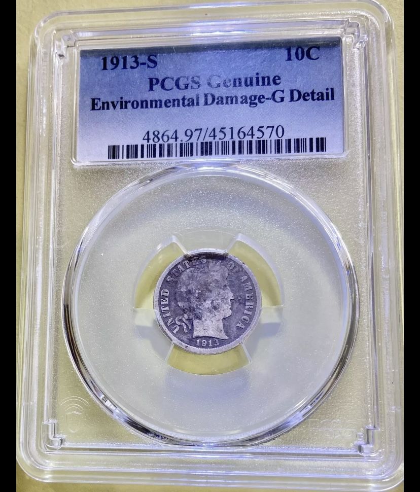1913-S Barber Dime 10c PCGS G - Nice Graded Coin