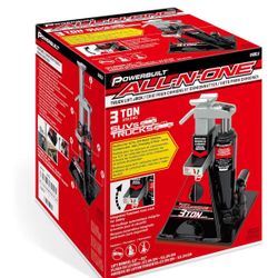 POWERBUILT 3 Ton All-in-One Hydraulic Bottle Jack and Jackstand in One, Compact, Wide Base, 11-21 Inch Range, Eliminates Jackstands, for Trucks, SUVs,