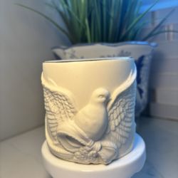 Lenox Radiant Light Dove Votive Candle Holder Ivory Porcelain Gold Trim Collectible