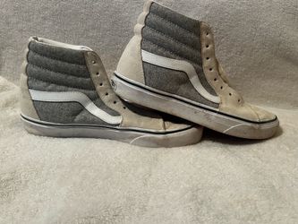 Vans high tops shoes sneaker men 7 women 8.5 old school casual gray white skate