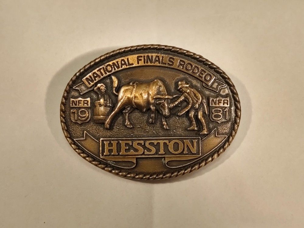 Price Reduced! Vintage 1981 Hesston NFR Belt Buckle, NOS