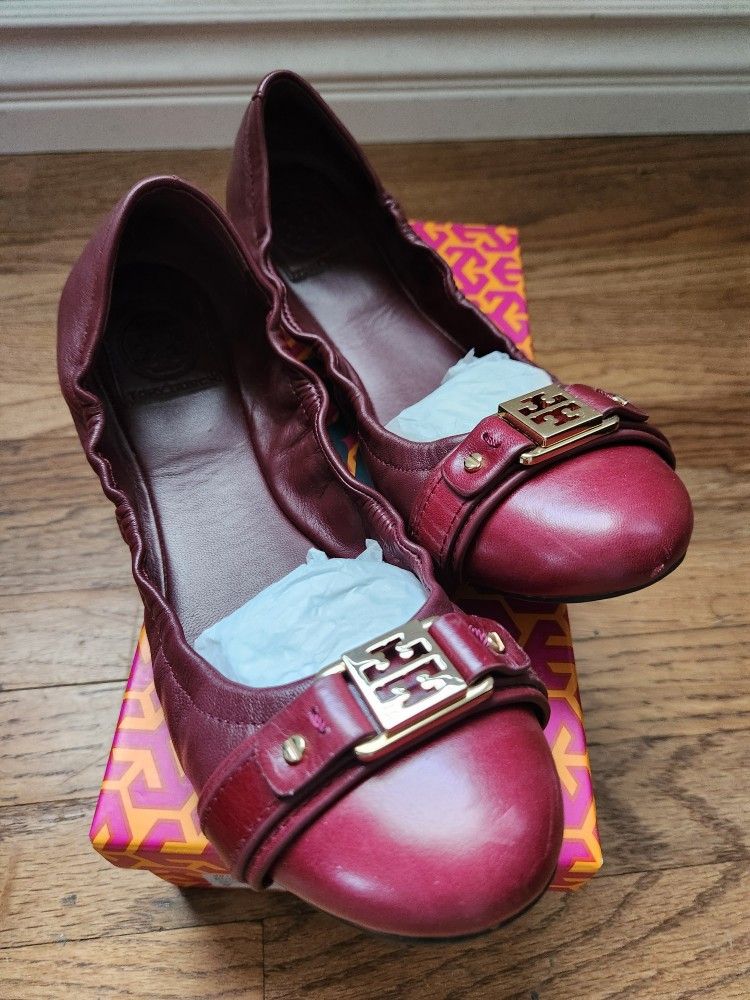 Bordeaux Tory Burch Flats Sz 9
