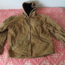 Carhartt Men's Size Large Full Zip Duck Sherpa-Lined Hooded Jacket J141-211