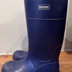 LaCrosse Royal Blue Rubber Older Rubber Tall Rain Boots, Made in the USA Size 7