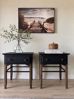 Black Wood Nightstand Set of 2