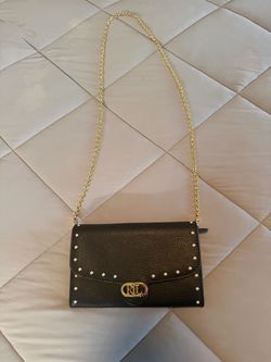NEW Lauren Ralph Lauren Black Leather Crossbody Purse