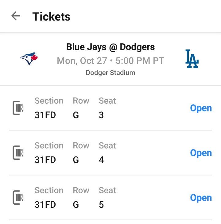 Dodgers WS Tickets HG #1 