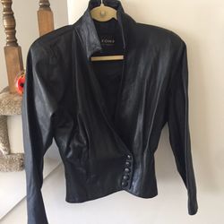 Leather black woman's jacket - Small