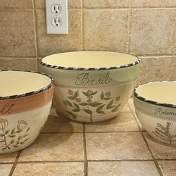 CIC Nesting Ceramic Herbal Bowls
