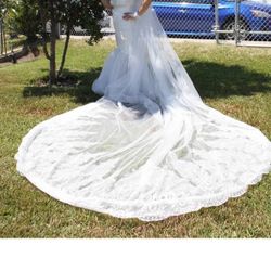 Flower Embroidered  Long bride  Veil   