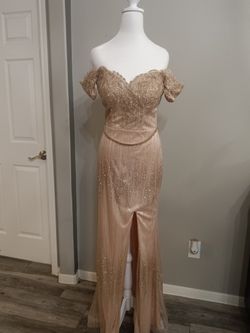Formal Prom Champagne With Glitter Size M