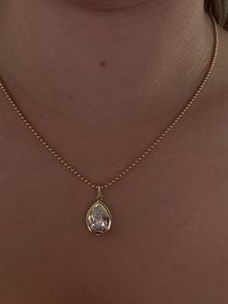 2.04 carat e vs1 pear double bezel lab diamond necklace ball chain 