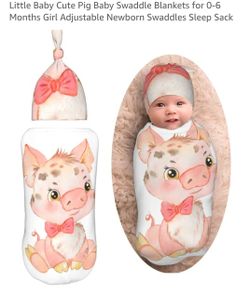 Little Baby Cute Pig Baby Swaddle Blankets for 0-6 Months Girl Adjustable Newborn Swaddles Sleep Sack