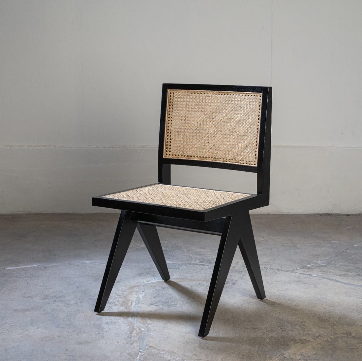 Mid Century Cane Jeanneret Modern Dining Chairs