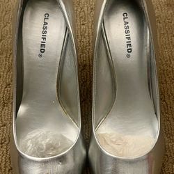 Silver Open Toe Heels