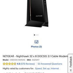 NETGEAR - Nighthawk 32 x 8 DOCSIS 3.1 Cable Modem