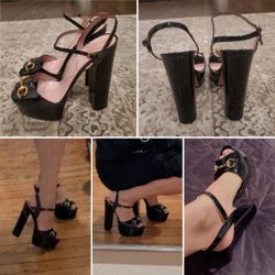 Black Patent Slingback Platforms #7
