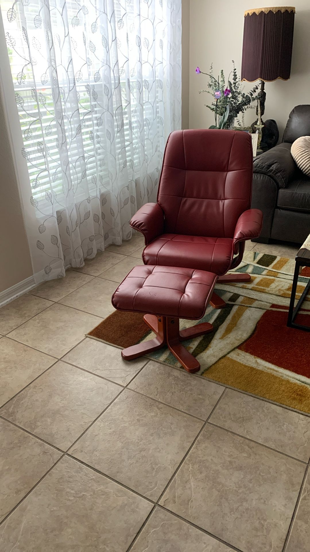 Leather Recliner Chair Red Color