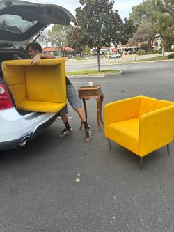 Pair of yellow ikea ekerö chairs for sale cheap!!!