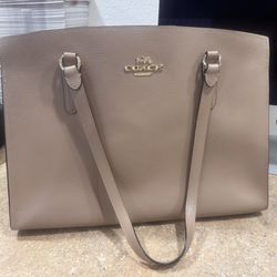 Coach Leather Central Zip Tote Shoulder Bag – Taupe / Brown – Gold Hardware – Excellent Condition