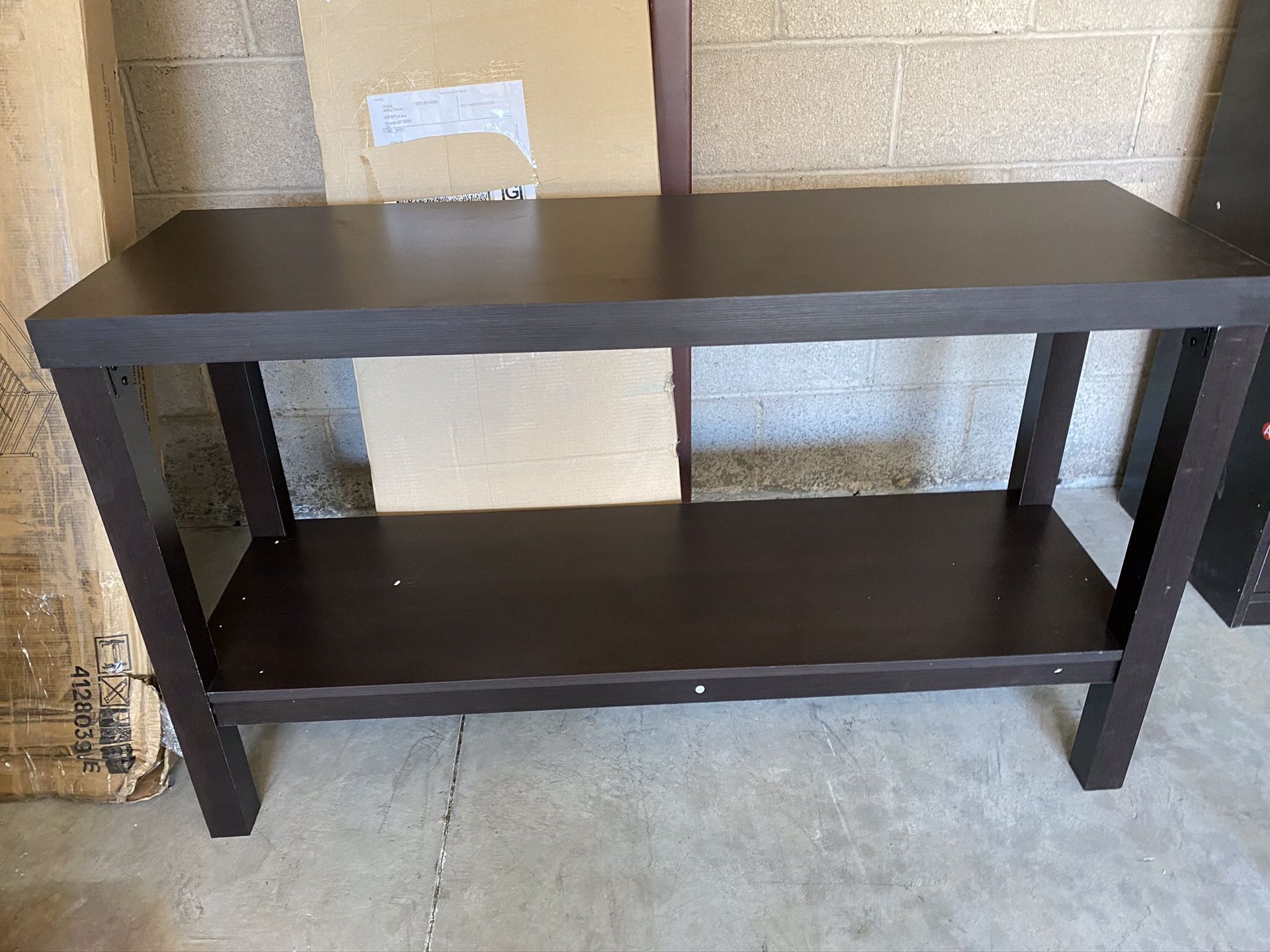 Espresso color console table 48x30x20 new excellent condition just assembled. / price is firm
