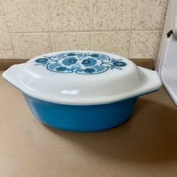 Vintage Pyrex Horizon Blue Casserole Dish