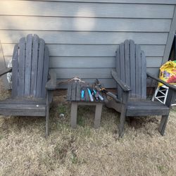 World Market 2 Wood Adirondack Chairs/Side Table