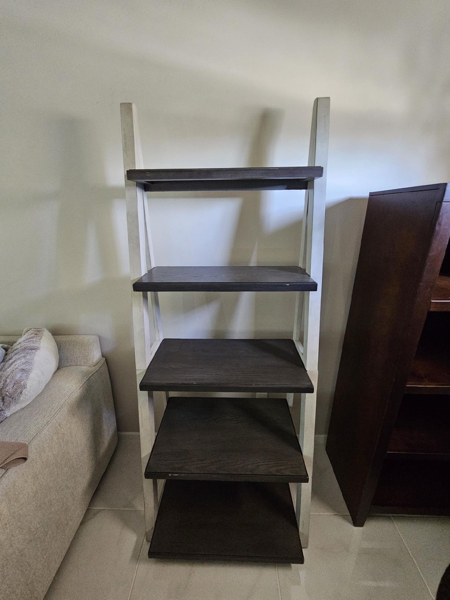 5 tier shelf/ book case two toned wood