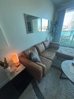 Tan Leather 3-Seat Sofa