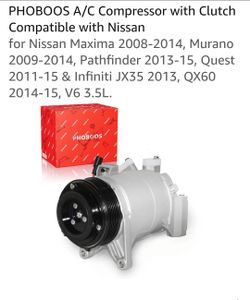 8628: A/C Compressor with Clutch Compatible with Nissan
for Nissan Maxima 2008-2014, Murano 2009-2014, Pathfinder 2013-15, Quest 2011-15 & Infiniti JX