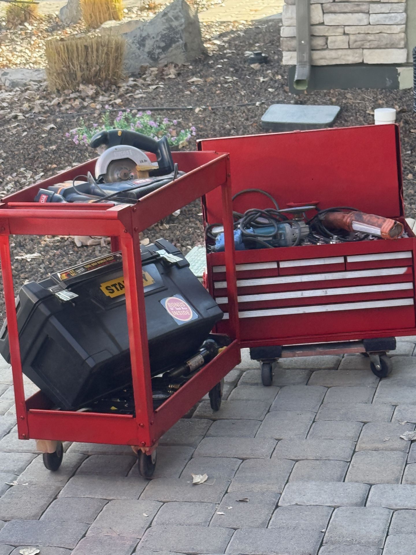 Toolbox with tools + Utility cart