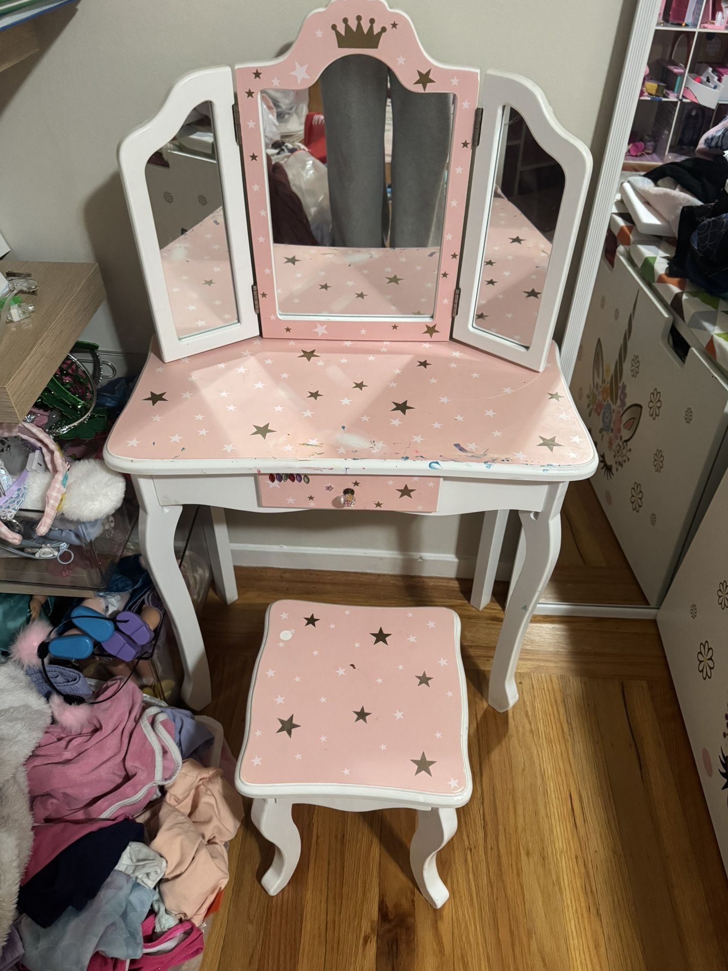 Kids “Princess” Vanity Table with Mirror and Stool