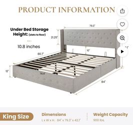 Sha Cerlin King Size Lift up Hydraulic Large Storage Platform Bed Frame with Fabric Upholstered Button Tufted Wingback Headboard,Olive Yellow