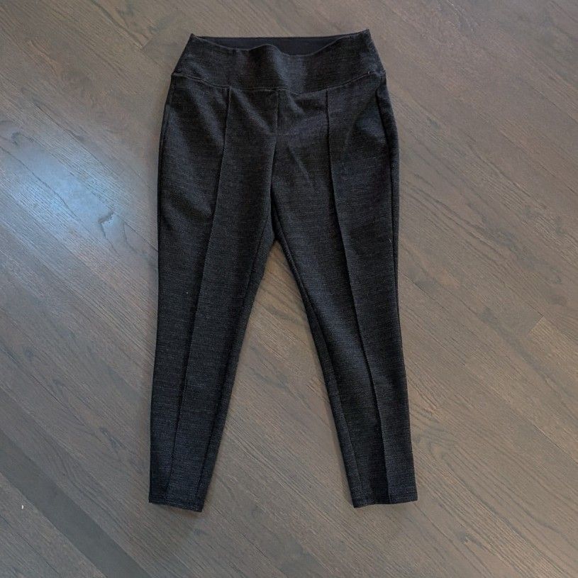 Nine West Seamed Tummy Control Pointe Leggings, Large,Grey Textured