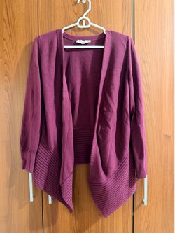LOFT Open-Front Cardigan in Plum