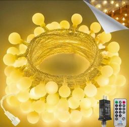 LORRYTE 43FT 100LED Connectable Globe String Lights | 8 Modes Fairy Lights Plug in with Remote | Warm White Mini Globe Light for Indoor Outdoor Bedroo