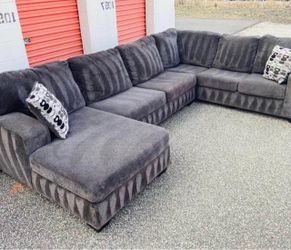 FREE DELIVERY - Comfortable Big Double Sectional Dark Gray Couch - Look My Profile For More Options