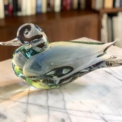 V Nason Murano Duck Sculpture UV Glow 12”