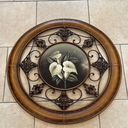 Large Calla Lily Painted Metal Wall Plaque 