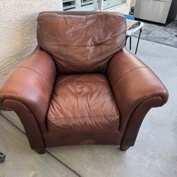 Leather Armchair Brown Comfortable Accent Chair
