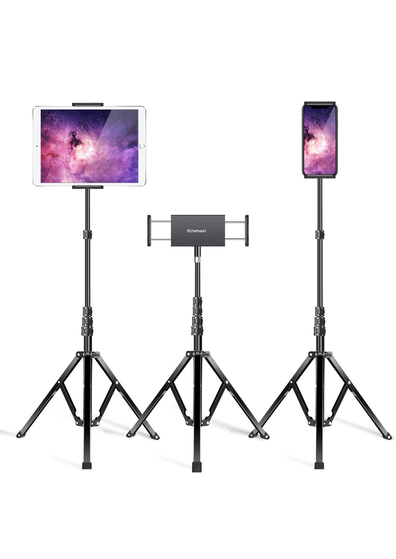 All New Elite hood Aluminum I Pad Floor Tripod Holder 65” Adjustable Pro 12.9 “ Stand