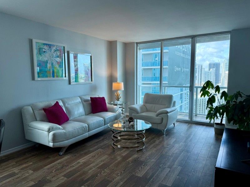 White Leather Large Couch And Chair, Coffee Table And End Table