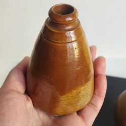 Antique Salt Glazed Stoneware Inkwell Ink Bottle Earthenware Vase "B"