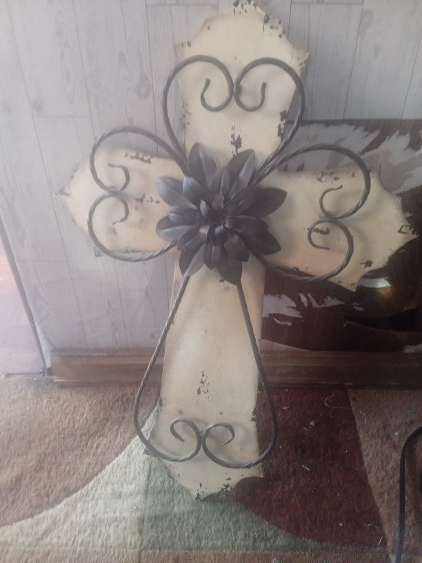 Hang On The Wall Wooden And Metal Cross