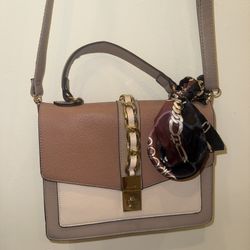 Aldo Pink Colorblock Crossbody Bag with Scarf