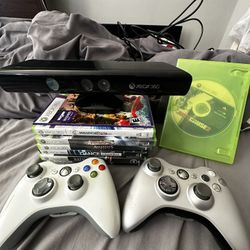 Xbox 360 Kinect W/ Games And 2 Controllers 