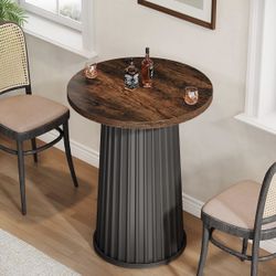 New assembled Round Dining Table for 2, 23-Inch Modern Small Circle Kitchen Dinner Table with Metal Base for Small Space, Living Room, Dining Room, Ki