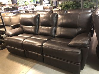 Real leather sofa with power